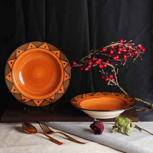 Caffeine Ceramic Handmade Stoneware Brown Soorya Soup Plates