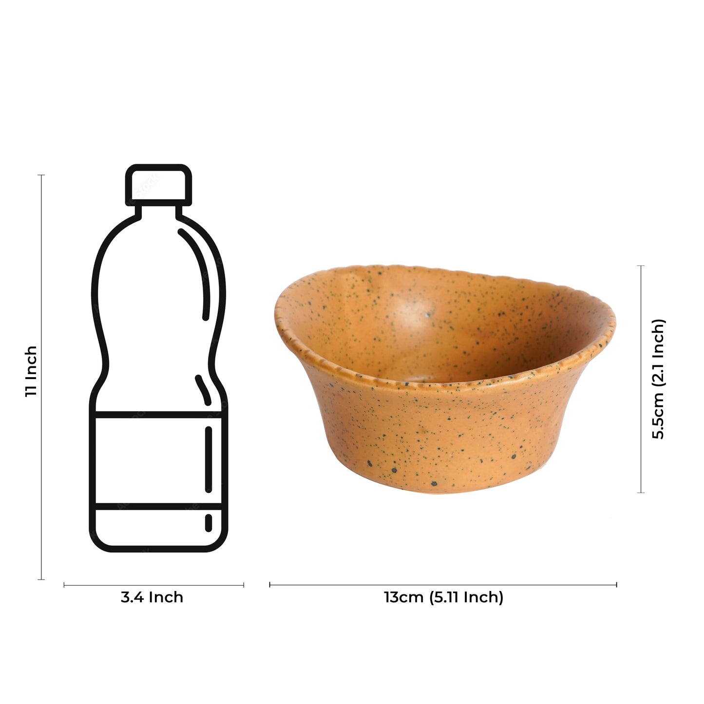 Caffeine Ceramic Handmade Mustard Crackle Art Katori Set (Set of 2) - Caffeine Premium Stoneware