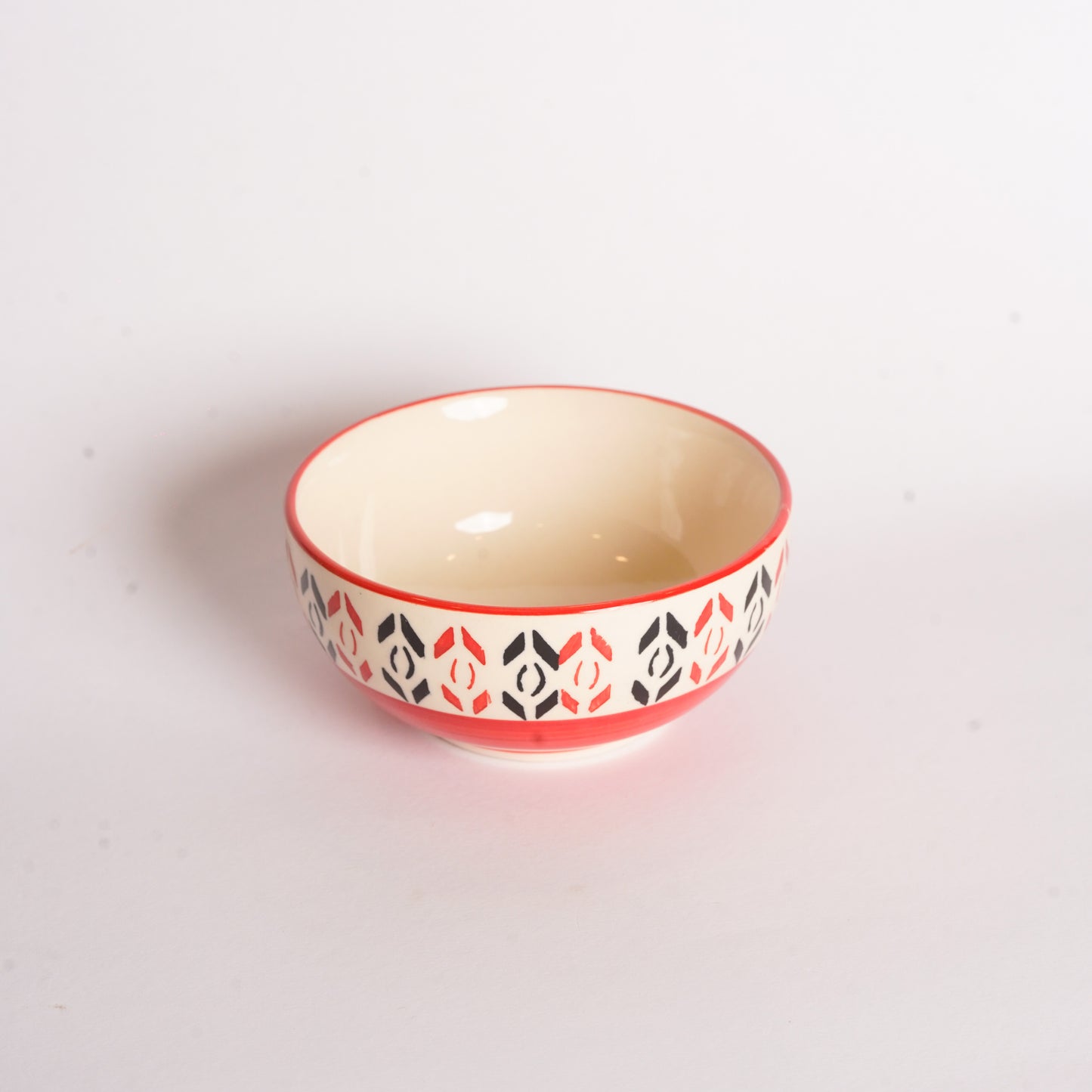 Caffeine Ceramic Handmade Orange Arrow Patterned Katori Bowl (Set of 6) - Caffeine Premium Stoneware