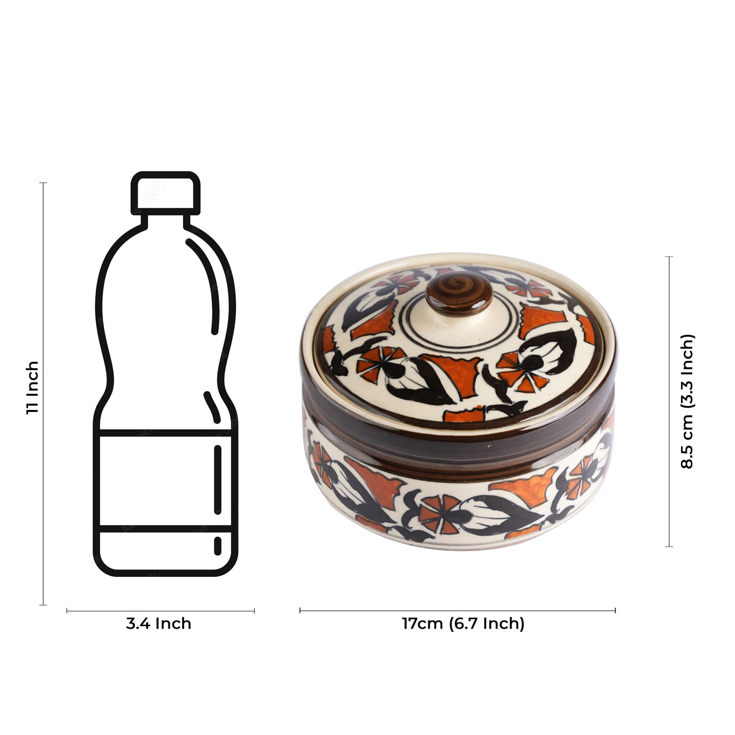 Caffeine Ceramic Handmade Flower Design Serving Casserole (Set of 3) - Caffeine Premium Stoneware
