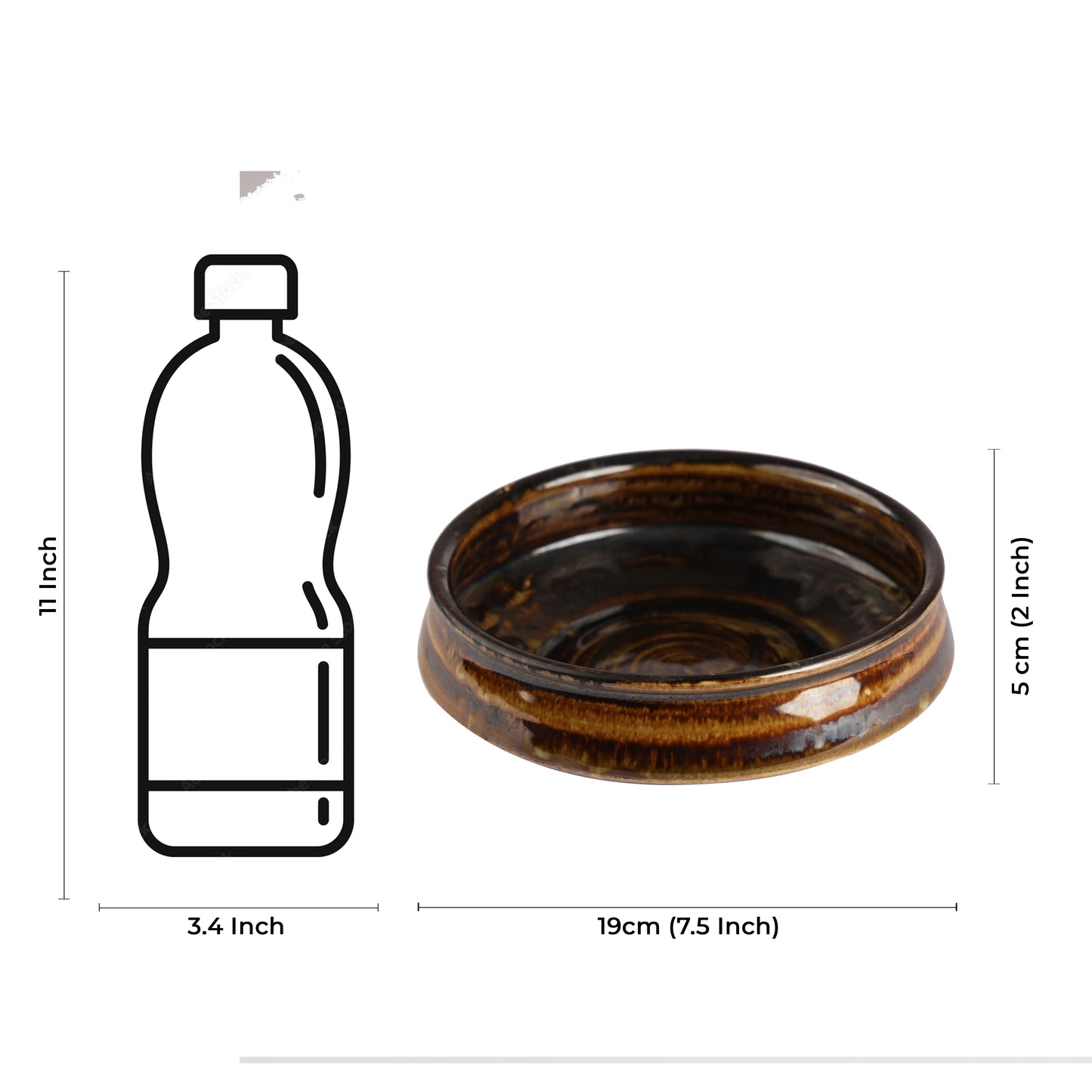 Caffeine Ceramic Handmade Wood Brown Serving Bowl (Set of 3) - Caffeine Premium Stoneware