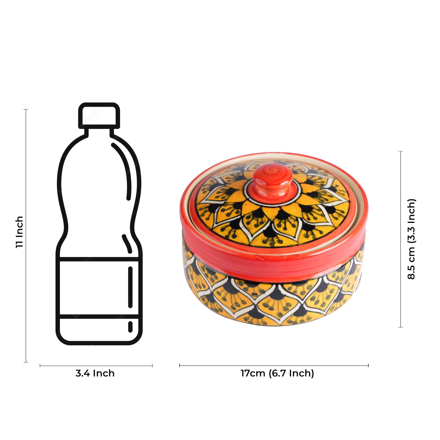 Caffeine Ceramic Handmade Orange Morocco Serving Casserole with Lid (Set of 3) - Caffeine Premium Stoneware