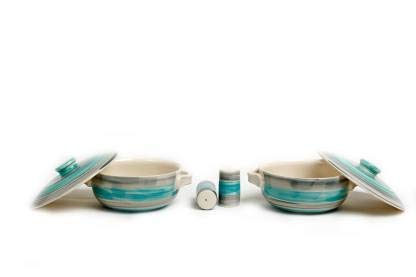 Caffeine Ceramic Handmade Sea Green Dinner Set (37 pcs. Dishwasher Safe & Microwave Safe) - Caffeine Premium Stoneware