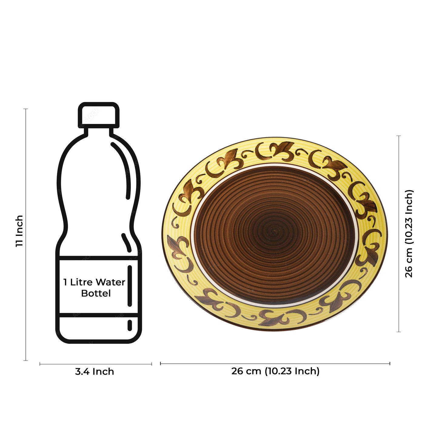 Caffeine Ceramic Stoneware Handmade Brown Leaf Dinner Plates 10" inch Set of 6 (Microwave & Dishwasher Safe) - Caffeine Premium Stoneware