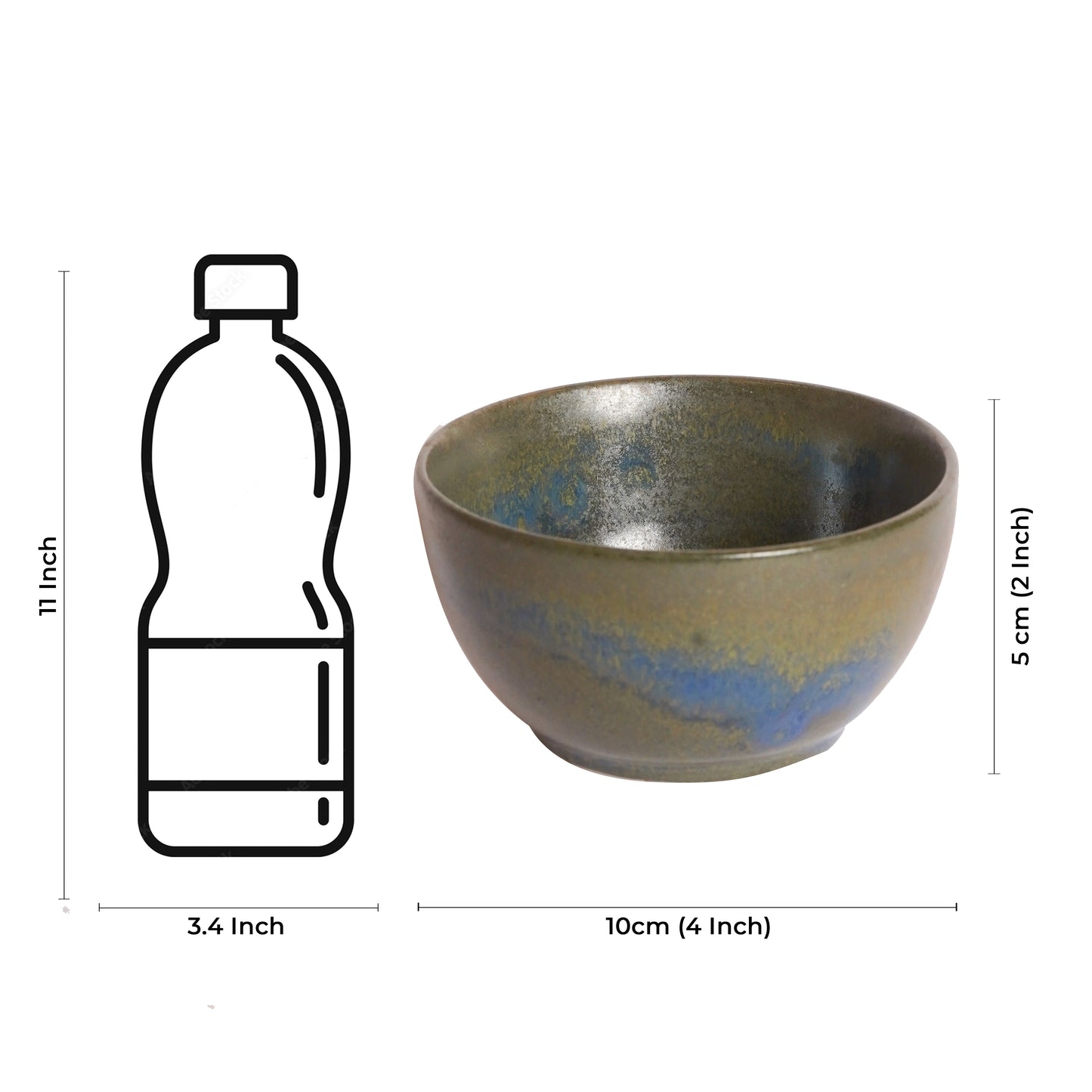 Caffeine Ceramic Handmade Blue Ferrous katori Bowl (Set of 4) - Caffeine Premium Stoneware