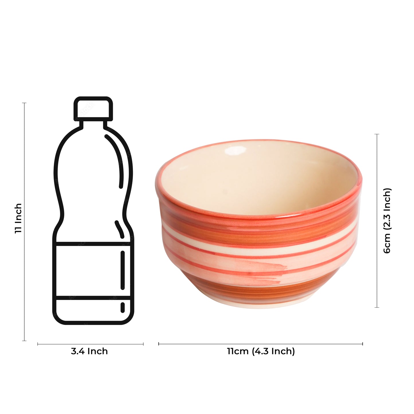 Caffeine Ceramic Handmade Orange Illusion Katori Bowl (Set of 4) - Caffeine Premium Stoneware