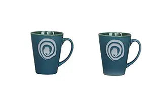 Caffeine Ceramic Handmade Sea Green Tea & Coffee Mugs Set of 2 (300 ML) - Caffeine Premium Stoneware