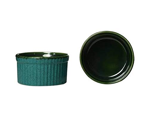 Caffeine Ceramic Handmade Green studio Ramekins Dessert Bowl (Set of 4) - Caffeine Premium Stoneware