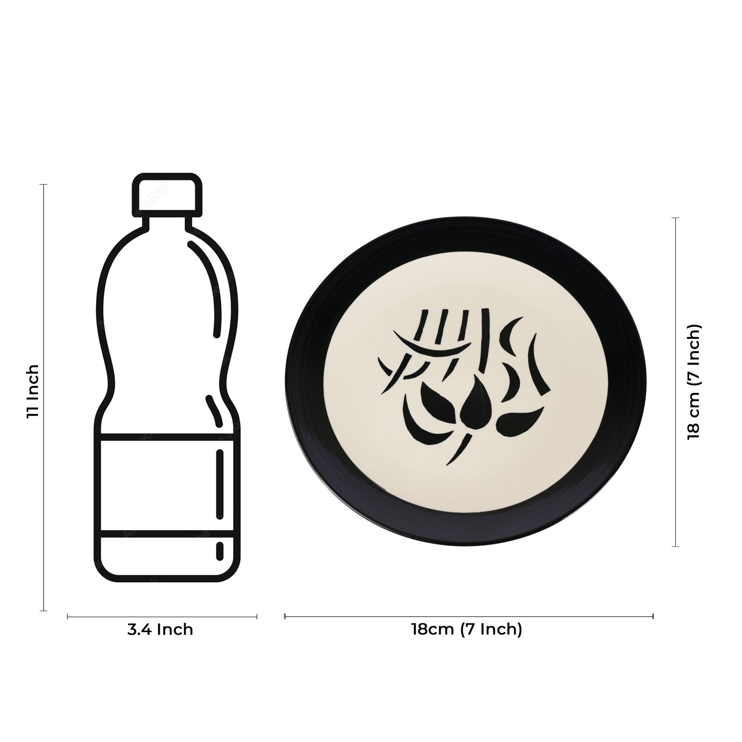 Caffeine Ceramic Handmade Stoneware Black Imperial Quarter Plate 7”(Set of 2 Dishwasher & Microwave Safe ) - Caffeine Premium Stoneware