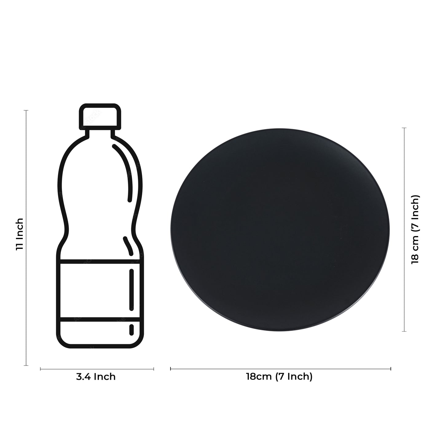 Caffeine Ceramic Handmade Stoneware black Ferrous Quarter Plates Side Plates (7 inch, Set of 2, Microwave & Dishwasher Safe) - Caffeine Premium Stoneware