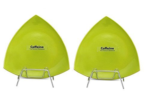 Caffeine premium Ceramic Handmade Green Triangle Plates {9.5"M} (Set of 2)
