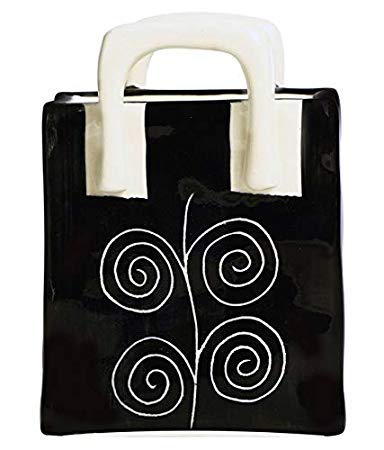 Caffeine Ceramic Stoneware Handmade Black Doodle Pen & Cutlery Holder (set of 1) - Caffeine Premium Stoneware