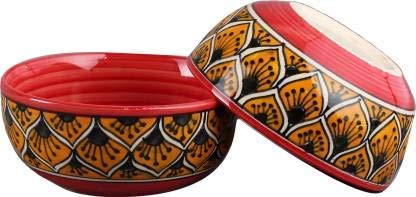 Caffeine Ceramic Handmade Orange Morocco Dinner Set (37 pieces - Microwave & Dishwasher Safe) - Caffeine Premium Stoneware