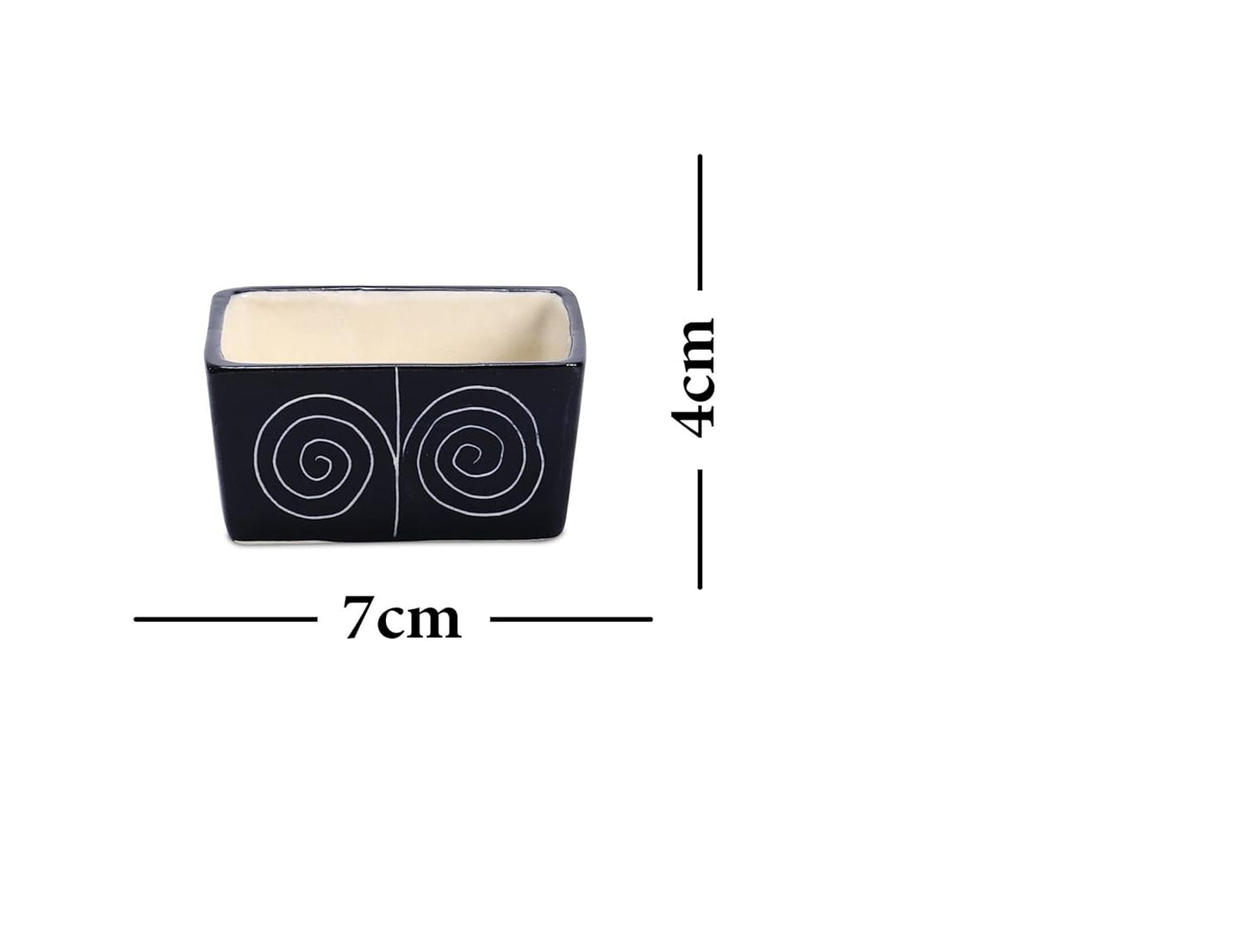 Caffeine Ceramic Stoneware Handmade Black Doodle Dip and Sauce (Set of 4, 40 ml) - Caffeine Premium Stoneware