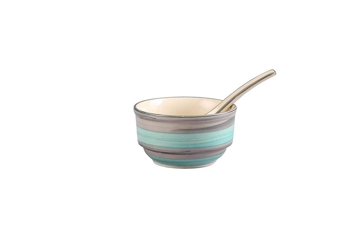 Caffeine Ceramic Handmade Sea Green Dinner Set (37 pcs. Dishwasher Safe & Microwave Safe) - Caffeine Premium Stoneware