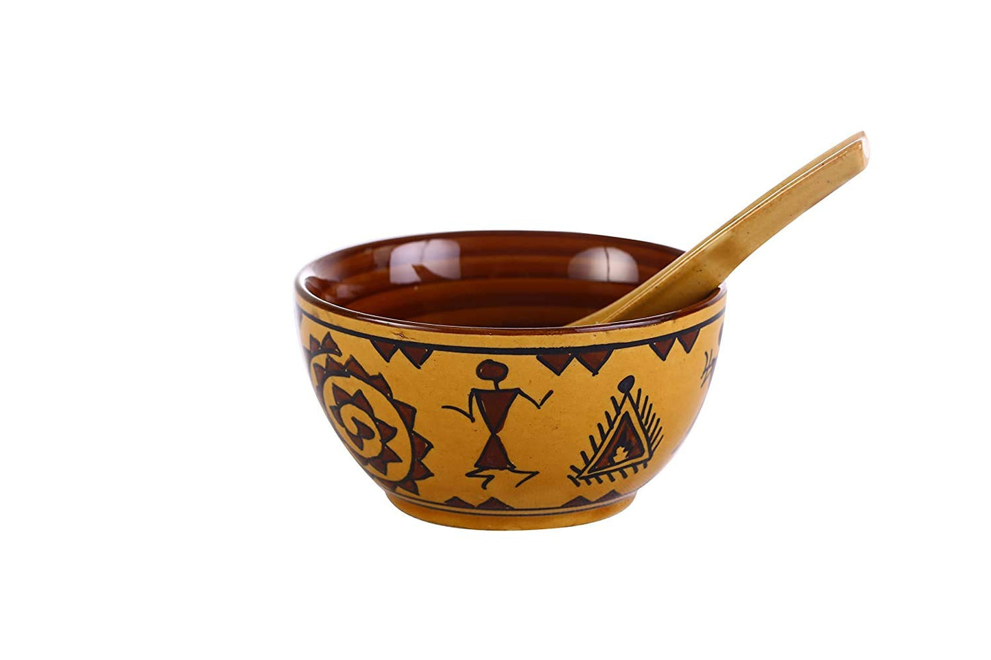 Caffeine Ceramic Handmade Mustard Romani Dinner Set (37 pcs. Microwave Safe & Dishwasher Safe) - Caffeine Premium Stoneware