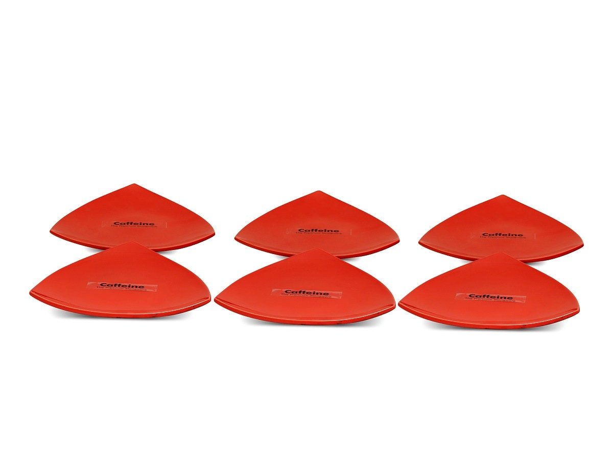 Caffeine Ceramic Handmade Red Glazed 7.9 inch" Triangle Plate (Set of 6)