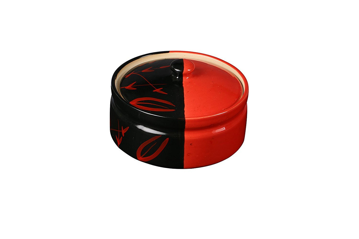 Caffeine Ceramic Handmade Half Red & Black Dinner Set (19 pcs )