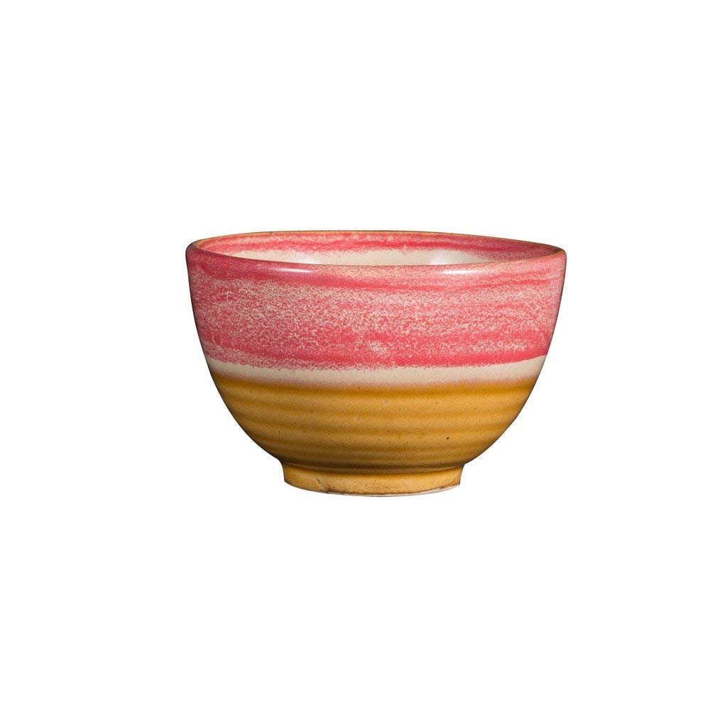 Caffeine Ceramic Handmade Pink & Mustard Studio Dessert Bowl (Set of 4) - Caffeine Premium Stoneware