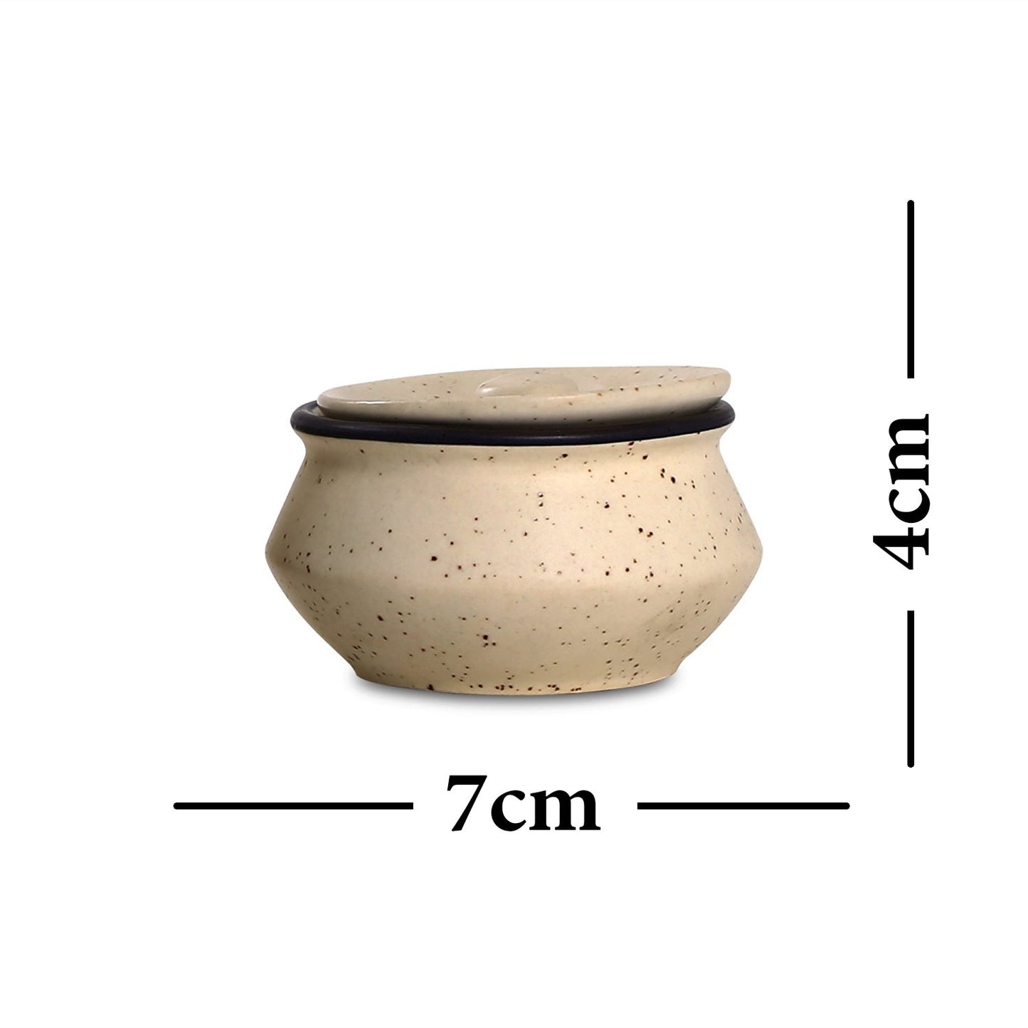 Caffeine Ceramic Handmade Cream & Black Matte Dip and Sauce (Set of 4, 50 ml) - Caffeine Premium Stoneware