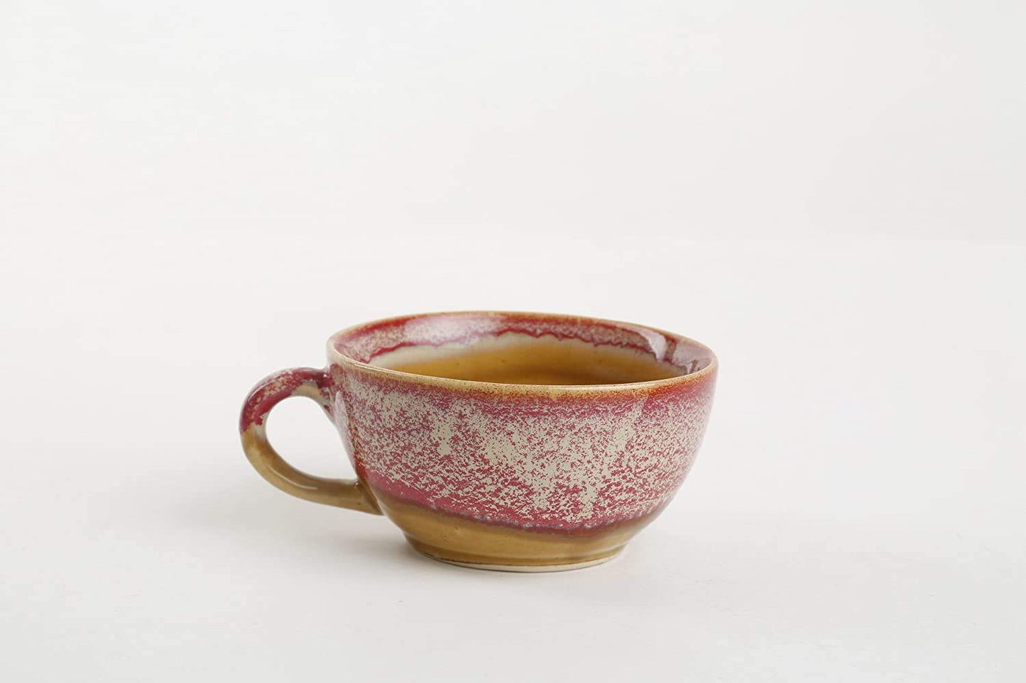 Caffeine Ceramic Handmade Pink Studio 2 in1 Tea pot (Set of 1, Single Kettle with Cup)