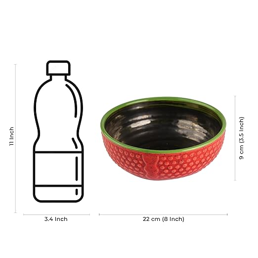 Caffeine Handmade Ceramic Stoneware Red & Green Bubble Serving Bowl (Set of 3) - Caffeine Premium Stoneware