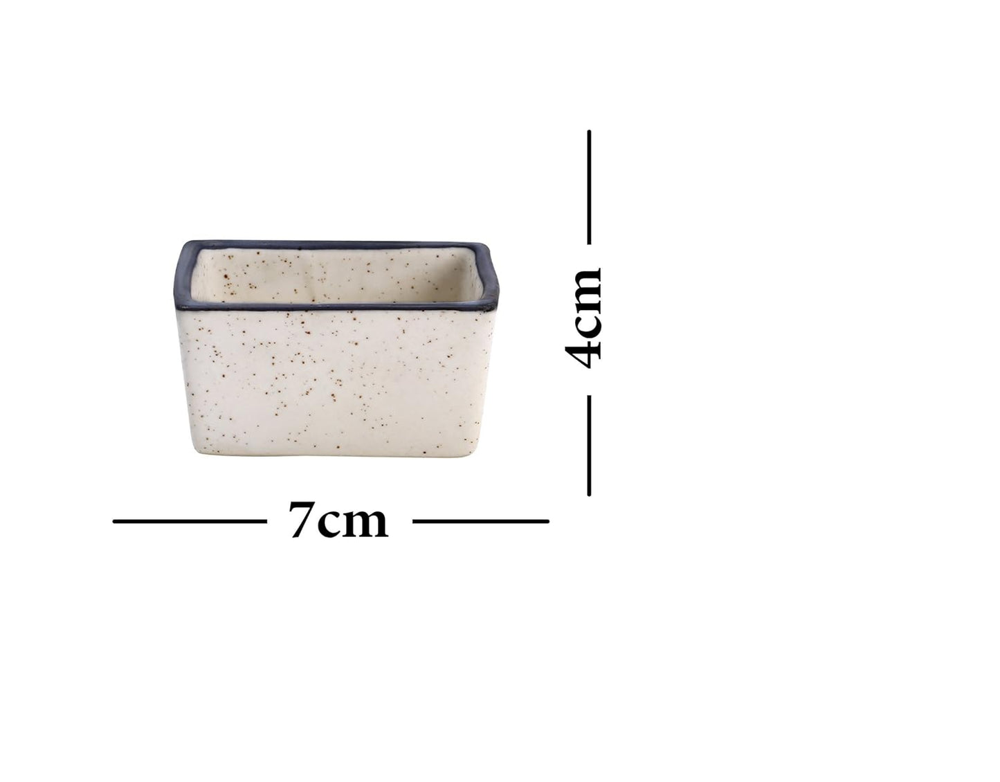 Caffeine Ceramic Stoneware Handmade cream & Black Matte Dip and Sauce (Set of 4, 40 ml) - Caffeine Premium Stoneware