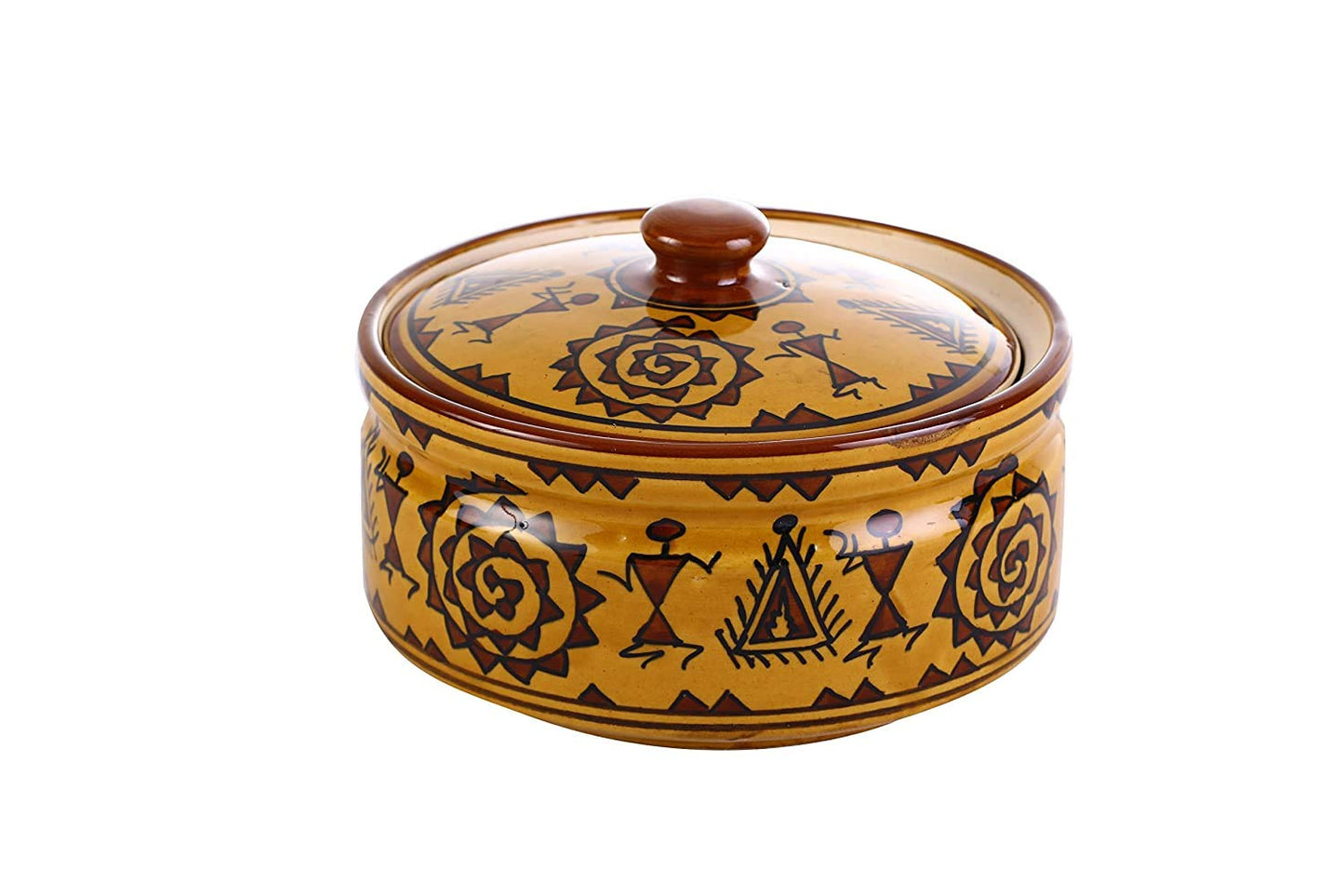 Caffeine Ceramic Handmade Mustard Romani Dinner Set (37 pcs. Microwave Safe & Dishwasher Safe) - Caffeine Premium Stoneware