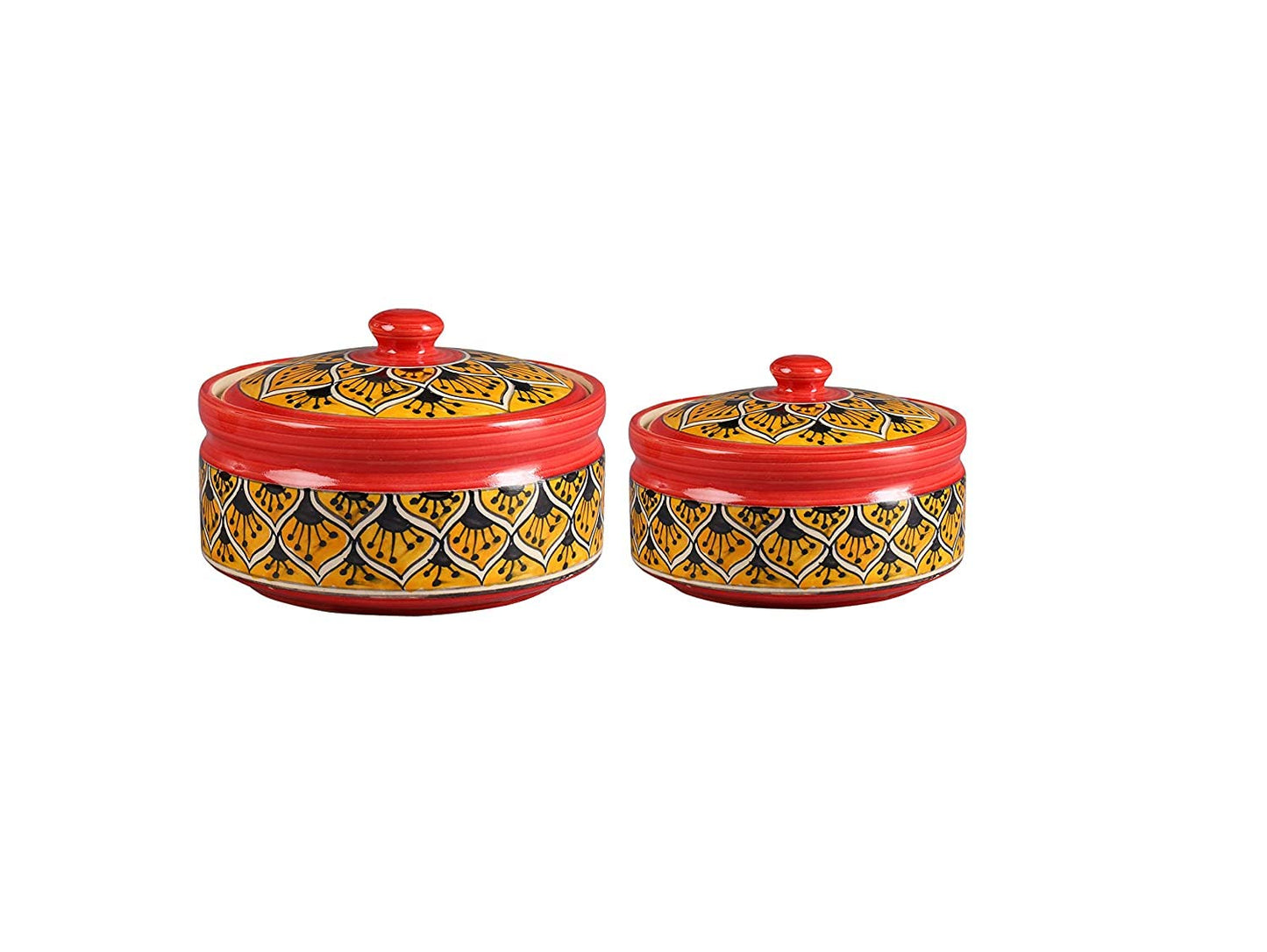 Caffeine Ceramic Handmade Orange Morocco Serving Casserole with Lid (Set of 3) - Caffeine Premium Stoneware