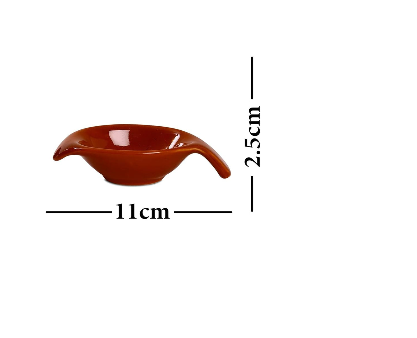 Caffeine Ceramic Stonewear Handmade Brown Glossy Dip and Sauce (Set of 6, 40 ml) - Caffeine Premium Stoneware