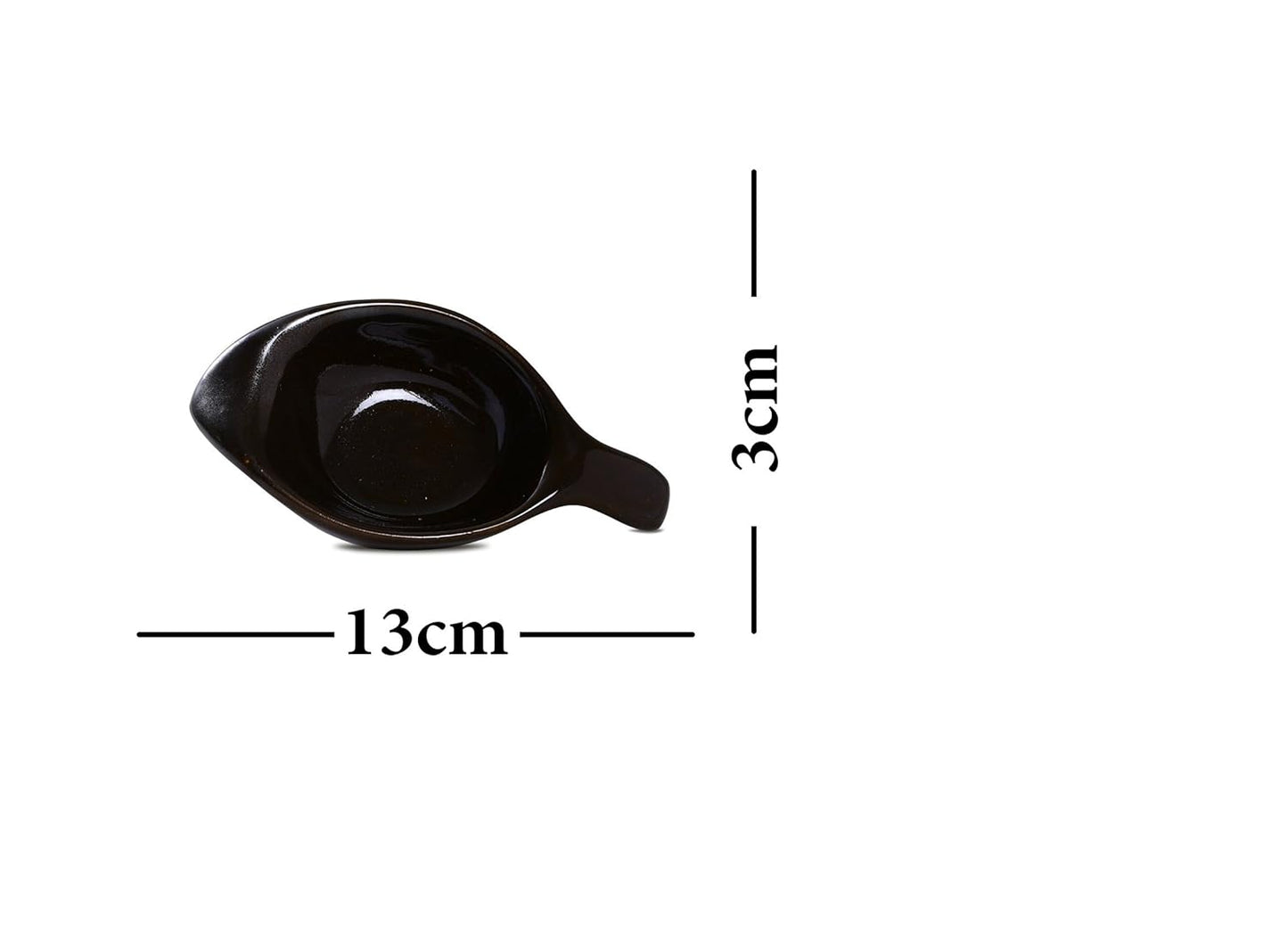 Caffeine Ceramic Handmade Black Glossy Dip and Sauce (Set of 6, 40 ml) - Caffeine Premium Stoneware