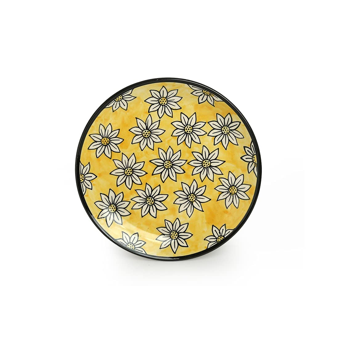 Caffeine Ceramic Handmade Californian Sunflowers Dinner Set (Set of 8) - Caffeine Premium Stoneware