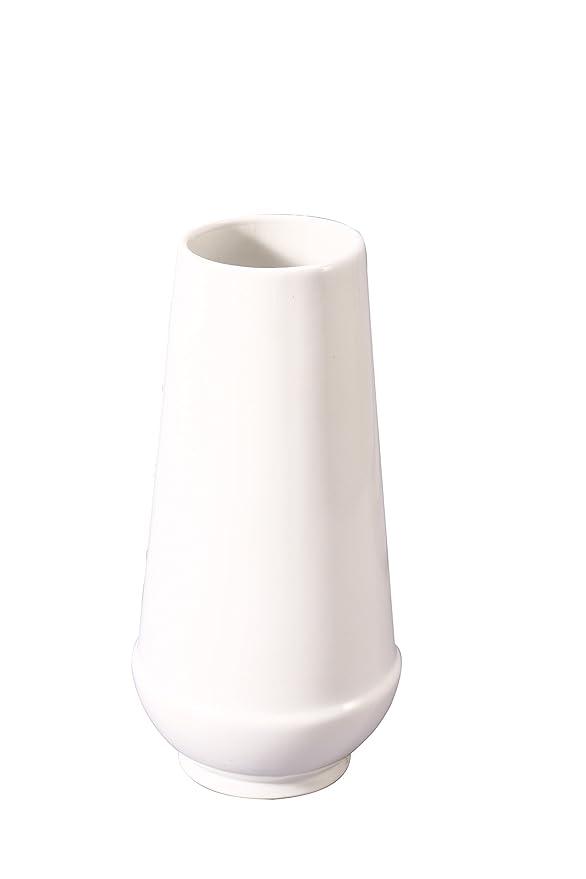 Caffeine Ceramic Handmade Glossy White Studio Cylindrical Vase (1 Pc)