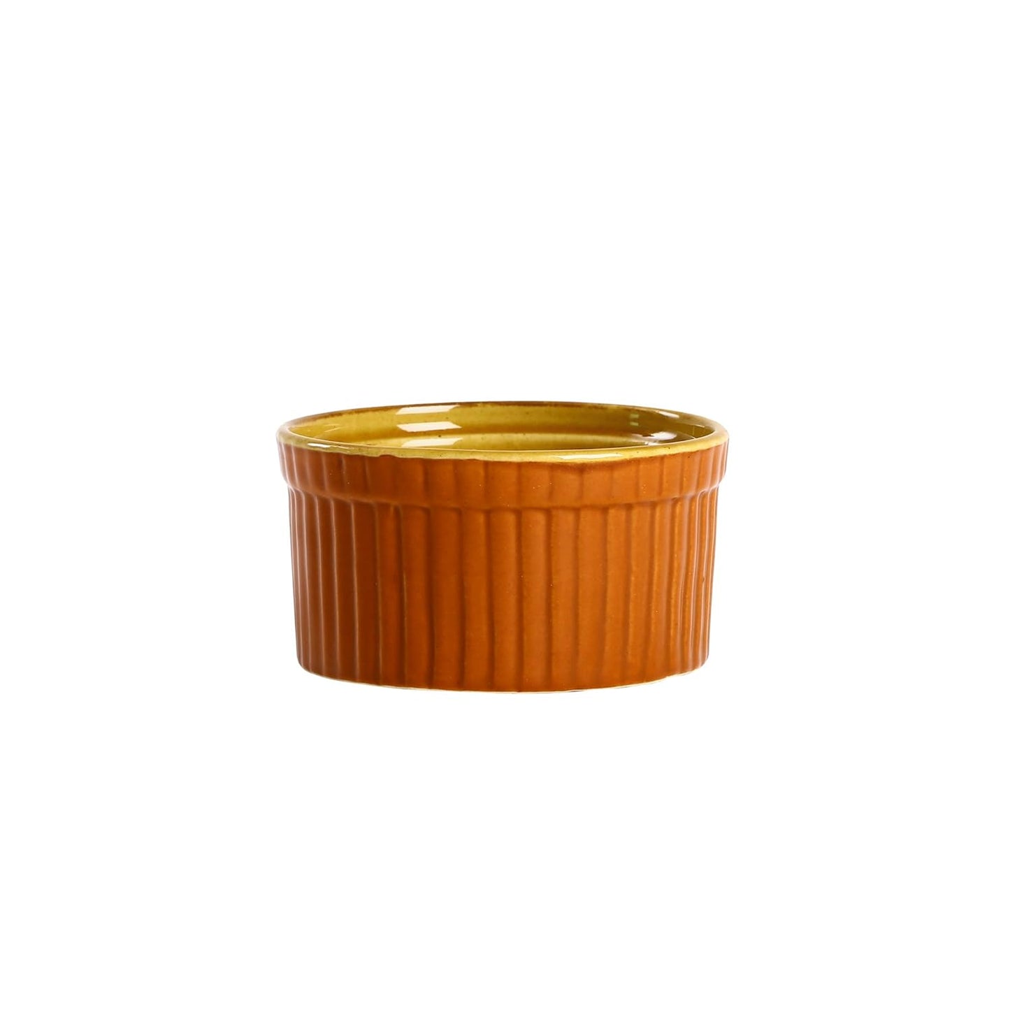 Caffeine Ceramic Handmade Matte Brown & Yellow Ramekin bowl (Set of 2, 150 ml) - Caffeine Premium Stoneware