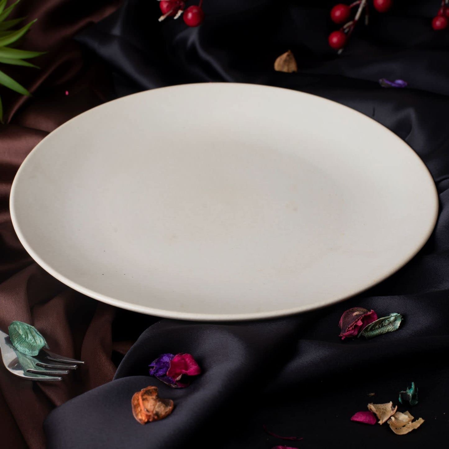 Caffeine Ceramic Handmade White Matte Combo Dinner set of 2