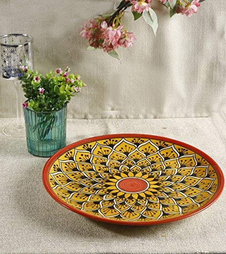 Caffeine Ceramic Handmade Orange Morocco Combo Dinner Set (10 pcs.)