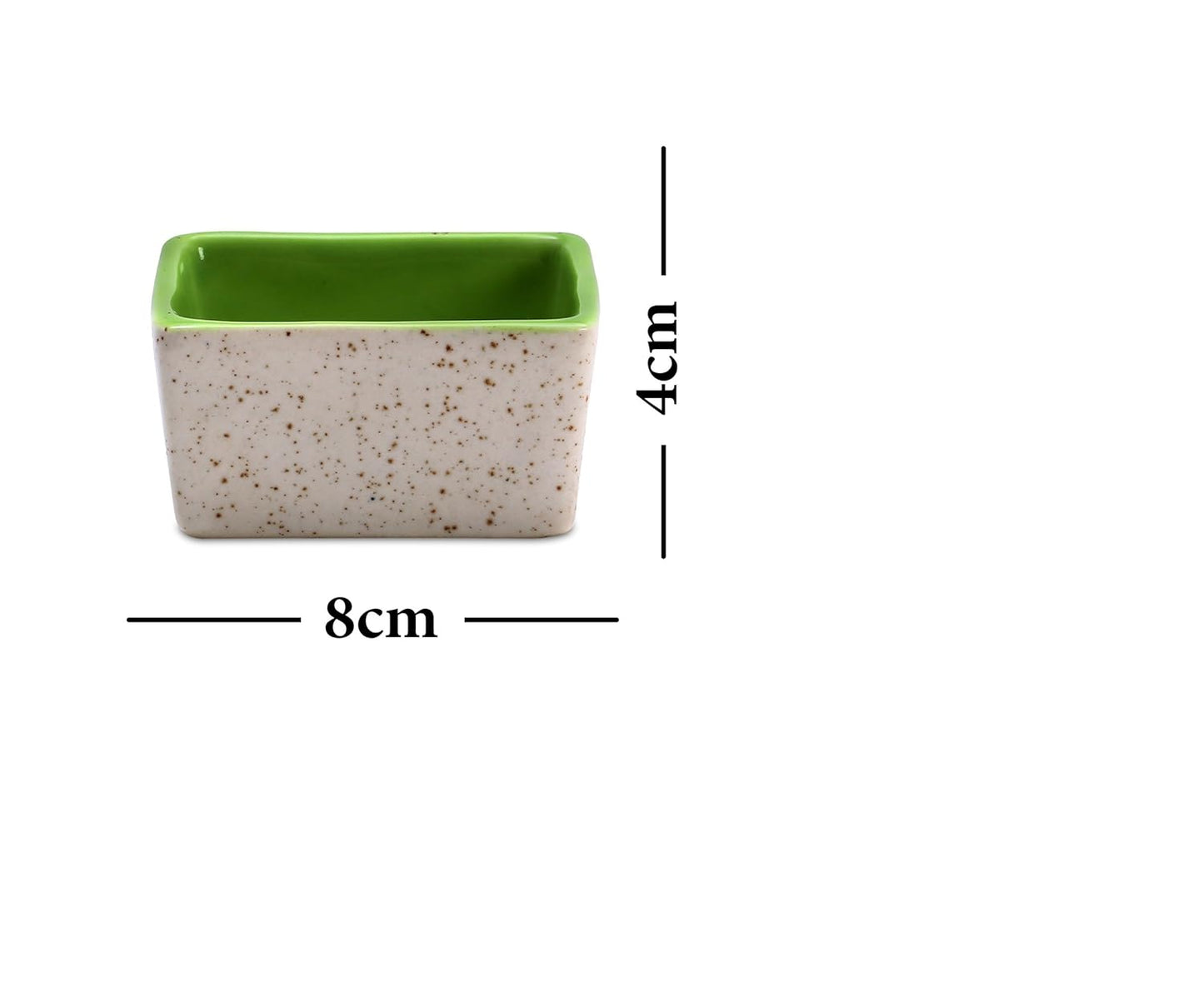 Caffeine Ceramic Stoneware Handmade Cream and Green Dip & Sauce Bowl (Set of 2,50ml) - Caffeine Premium Stoneware