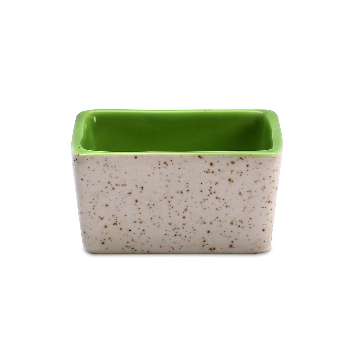 Caffeine Ceramic Stoneware Handmade Cream and Green Dip & Sauce Bowl (Set of 2,50ml) - Caffeine Premium Stoneware