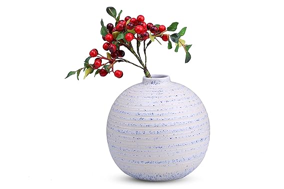 Caffeine Ceramic Handmade White Matki Vase (1 Pcs)