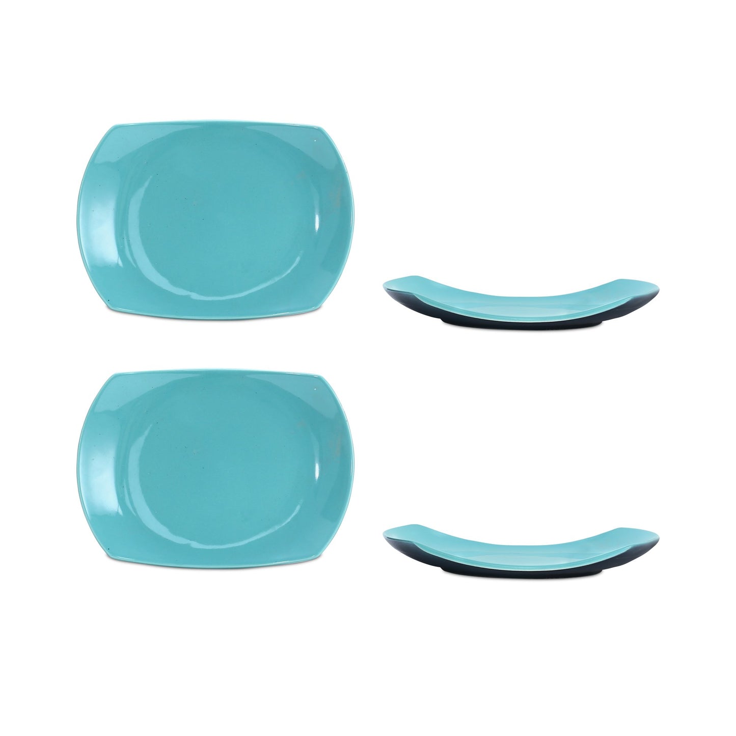 Caffeine Ceramic Handmade Sea Green Glossy Snack Plate – 7(Set of 6)