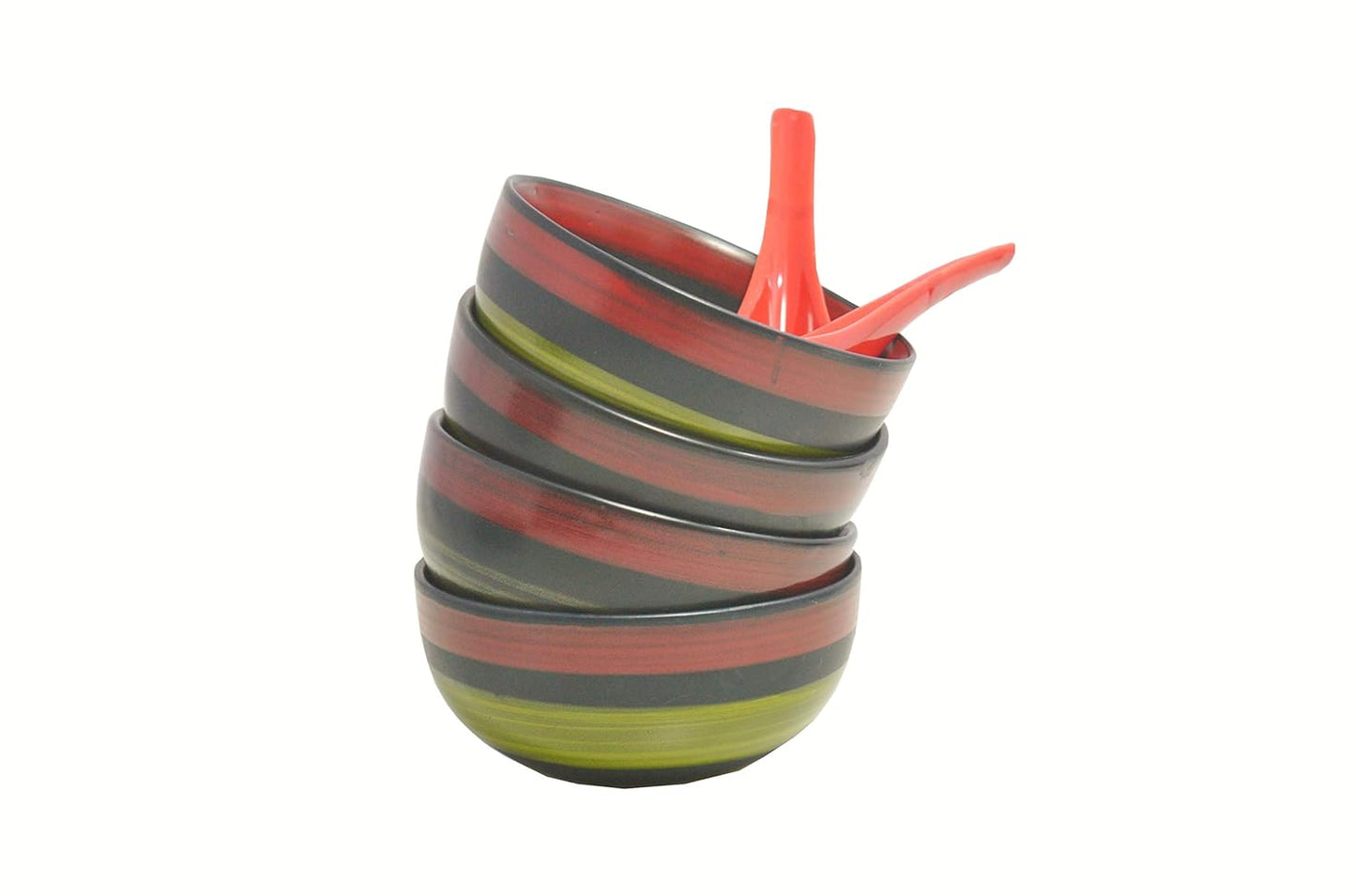 Caffeine Ceramic Handmade Green Chandrakari Dinner Set (19 pcs.)