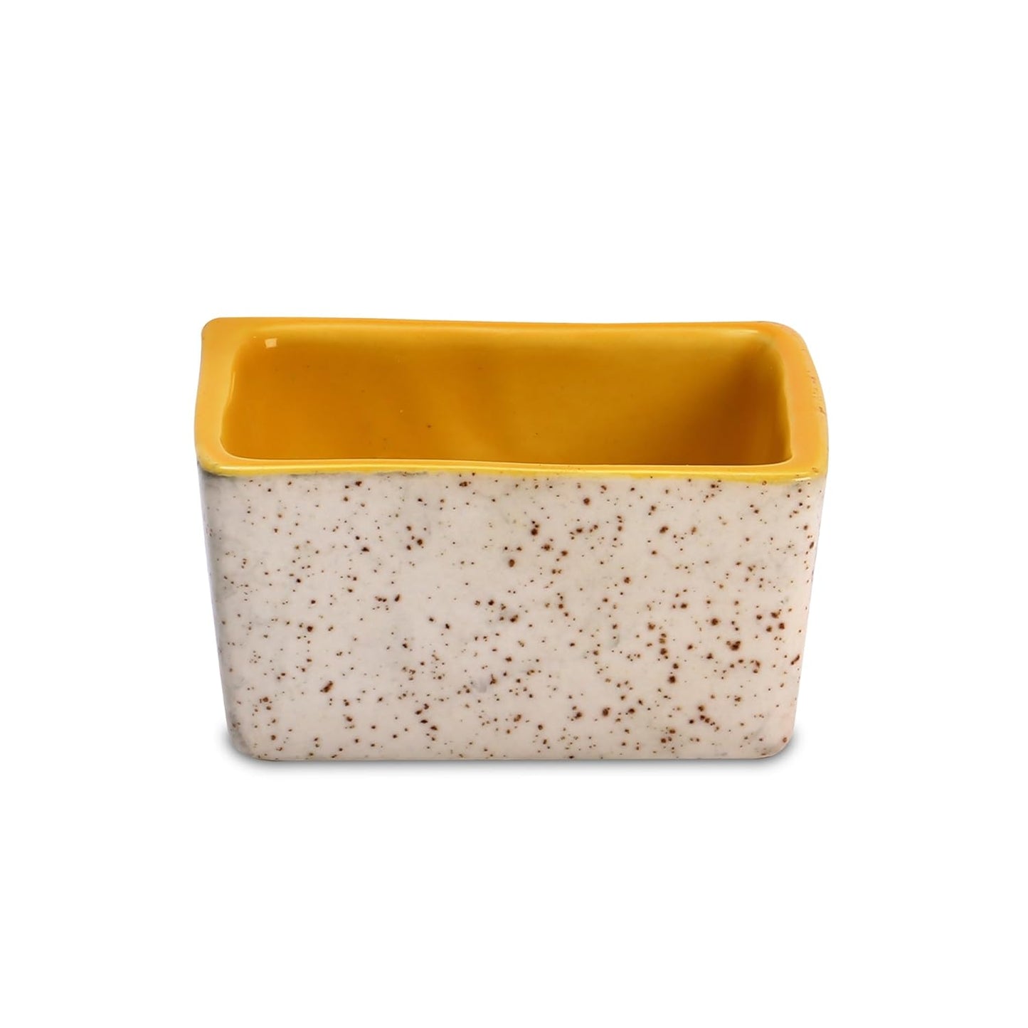 Caffeine Ceramic Handmade Cream and Yellow Matte Dip and Sauce (Set of 6, 40 ml) - Caffeine Premium Stoneware