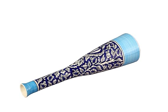 Caffeine Ceramic Handmade light blue Mughal Vase (1 Pc)