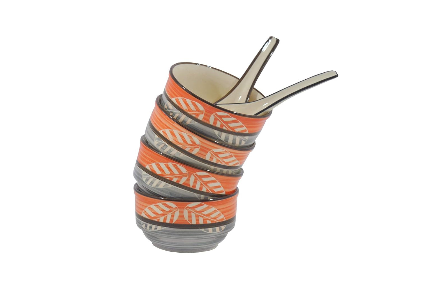 Caffeine Ceramic Handmade Orange Leaf Dinner Set (19 pcs.)