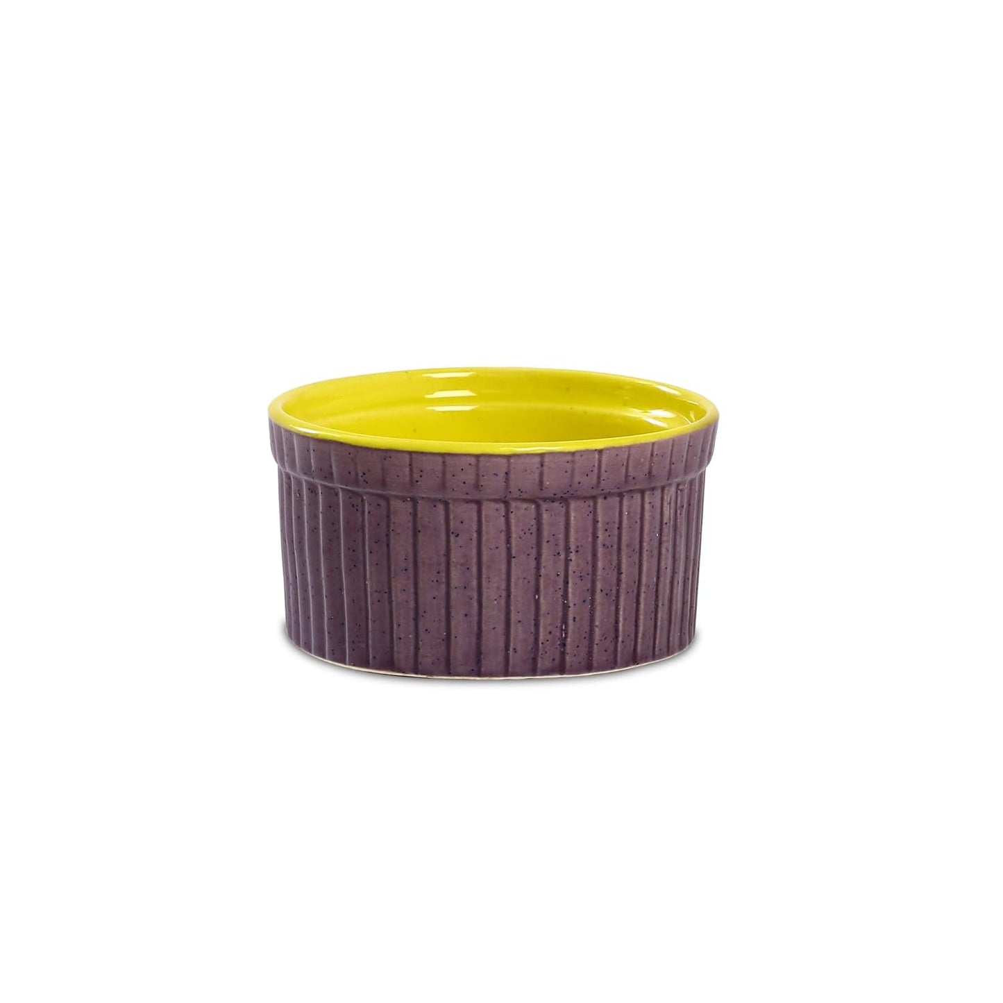 Caffeine Ceramic Handmade Purple and Yellow Ramekins Bowl- (Set of 6) - Caffeine Premium Stoneware