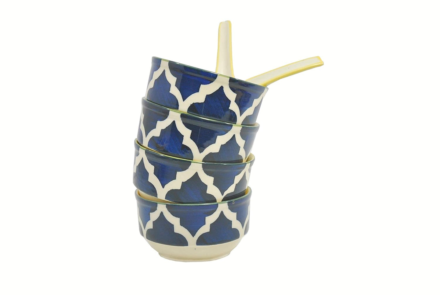 Caffeine Ceramic Handmade Stoneware Blue Umrao Dinner Set (19 pcs)