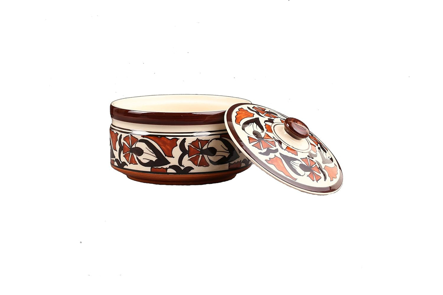 Caffeine Ceramic Handmade Flower Design Serving Casserole (Set of 3) - Caffeine Premium Stoneware