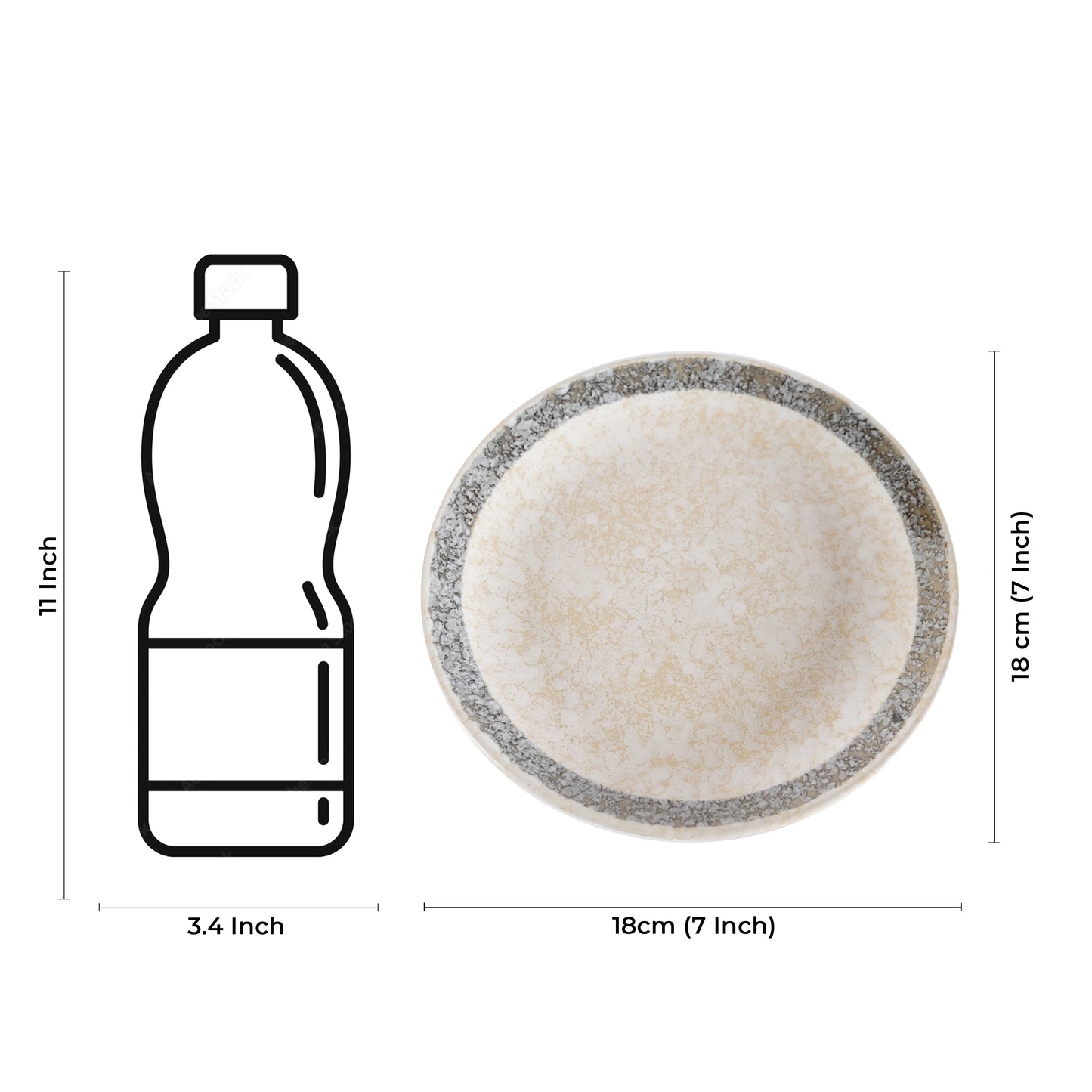 Caffeine Ceramic Handmade Stoneware Cream Patta Quarter plate 7”(Set of 2 Dishwasher & Microwave Safe ) - Caffeine Premium Stoneware