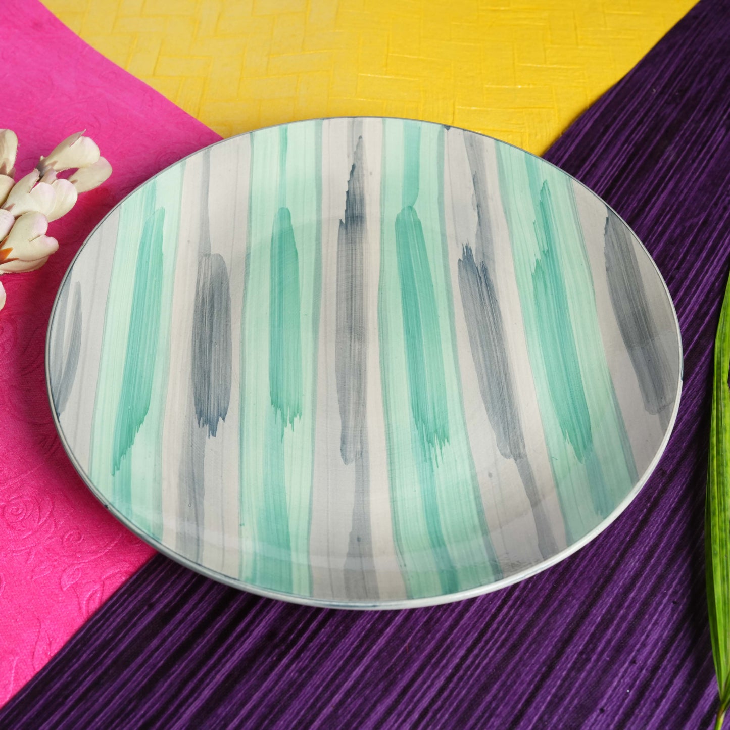 Caffeine Ceramic Handmade Stoneware Sea Green Quarter Plate 7”(Set of 4 Dishwasher & Microwave Safe ) - Caffeine Premium Stoneware