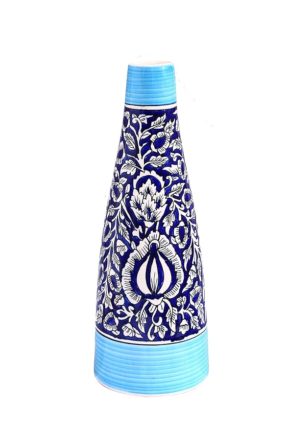 Caffeine Ceramic Handmade Blue Mughal Flower Vase (1 Pc)